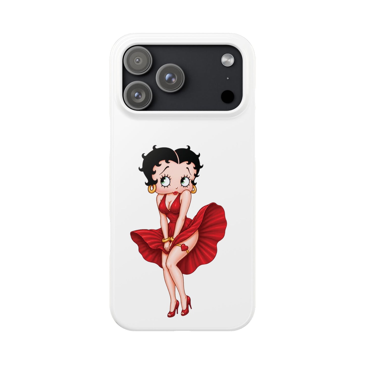 Betty Boop Red Dress Slim iPhone Case — Retro Pin-Up Cartoon Phone Cover