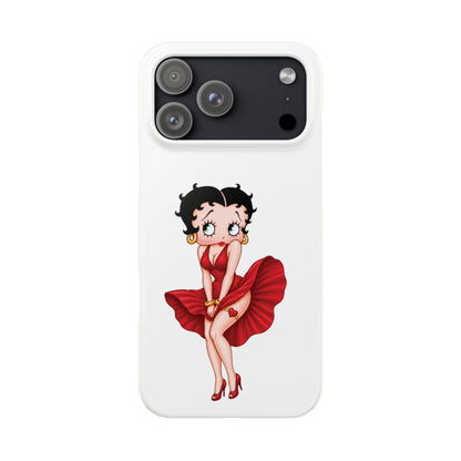 Betty Boop Red Dress Slim iPhone Case — Retro Pin-Up Cartoon Phone Cover