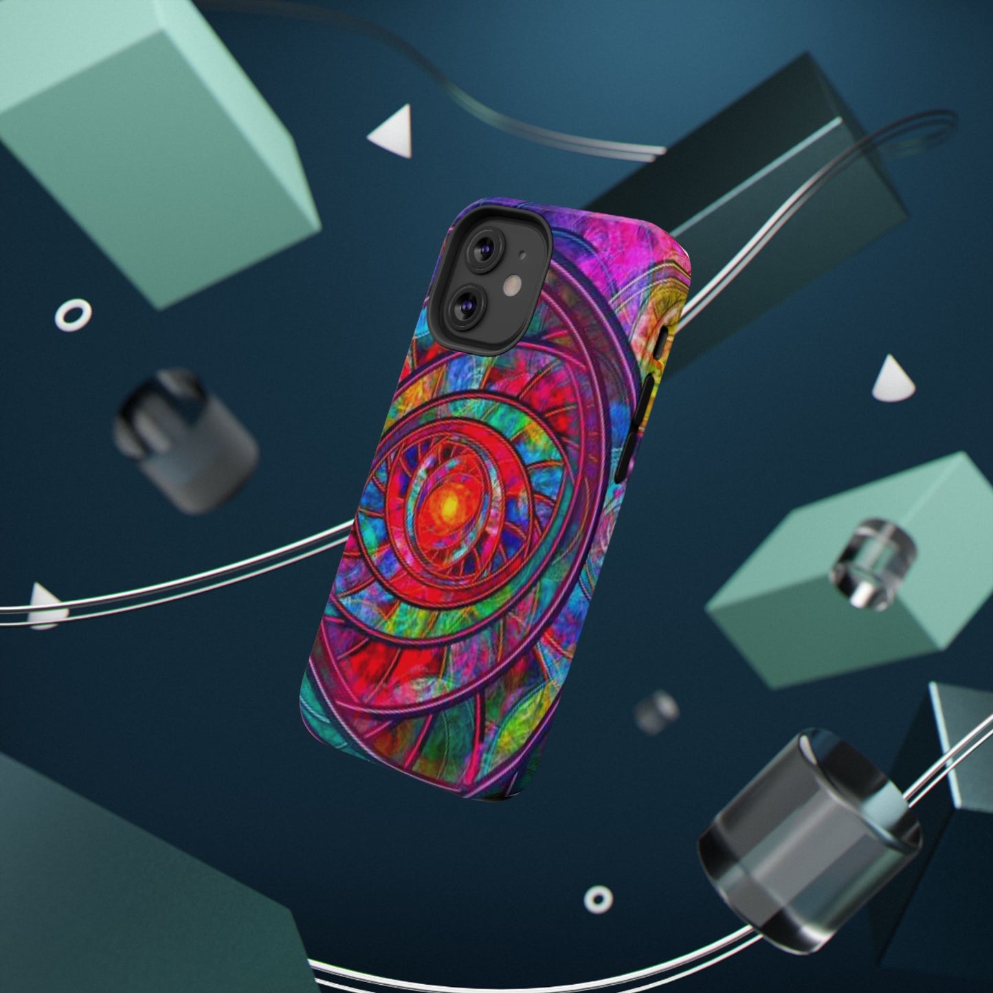Protective Phone Case — Vibrant Abstract Mandala Impact-Resistant Design