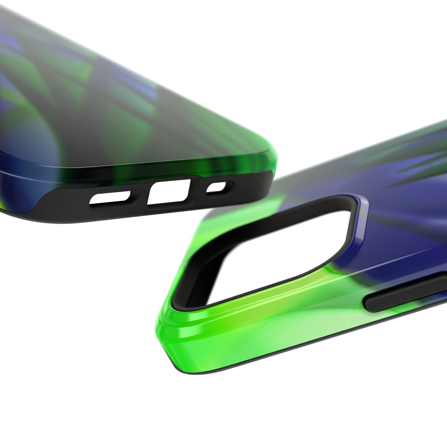 — Green Blue Abstract Wave Design Impact-Resistant Phone Case