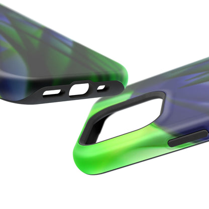 — Green Blue Abstract Wave Design Impact-Resistant Phone Case