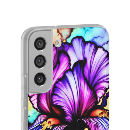 Stained Glass Iris Smartphone Case — Vibrant Purple Watercolor Phone Cover