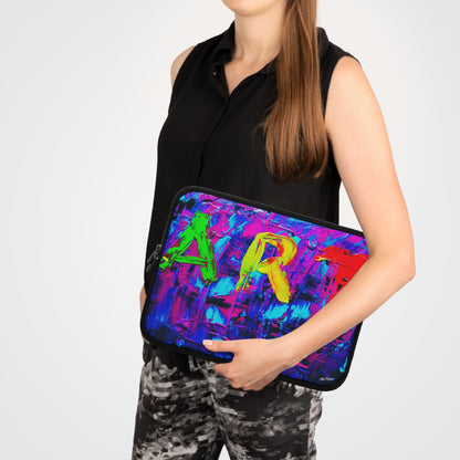 Abstract 'ART' Neon Paint Laptop Sleeve — Colorful Protective Sleeve for Artists & Creatives