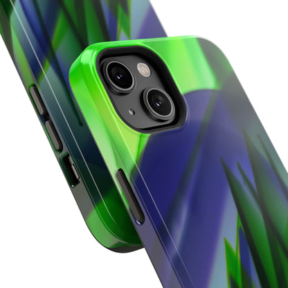 — Green Blue Abstract Wave Design Impact-Resistant Phone Case
