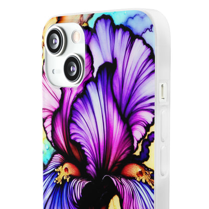 Stained Glass Iris Smartphone Case — Vibrant Purple Watercolor Phone Cover