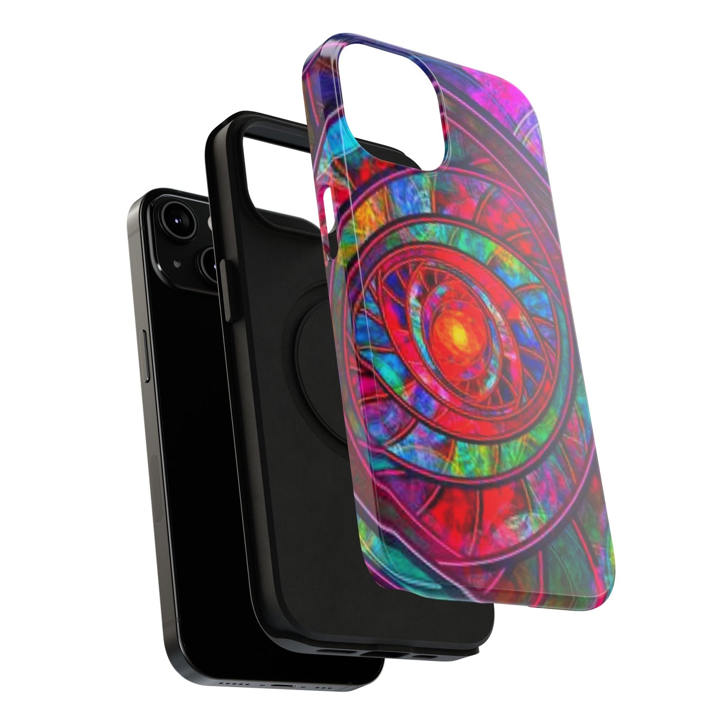 Protective Phone Case — Vibrant Abstract Mandala Impact-Resistant Design