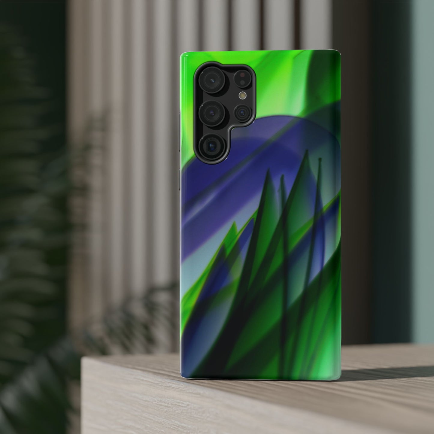 — Green Blue Abstract Wave Design Impact-Resistant Phone Case