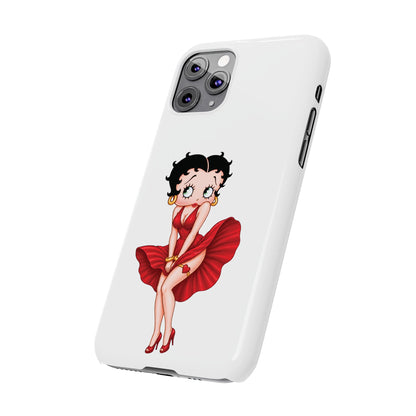 Betty Boop Red Dress Slim iPhone Case — Retro Pin-Up Cartoon Phone Cover
