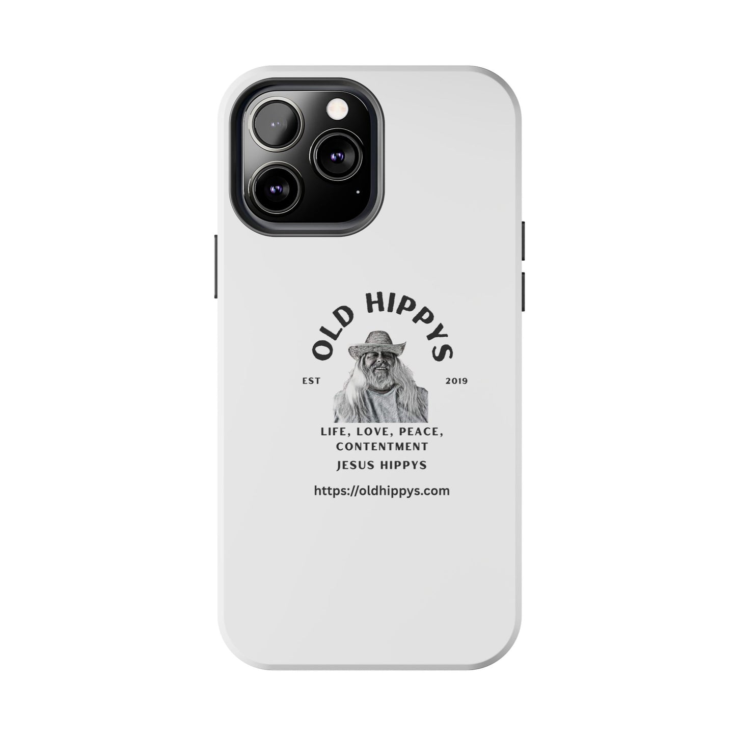 Old Hippys Phone Case — 'Life, Love, Peace, Contentment' Tough Protective Case