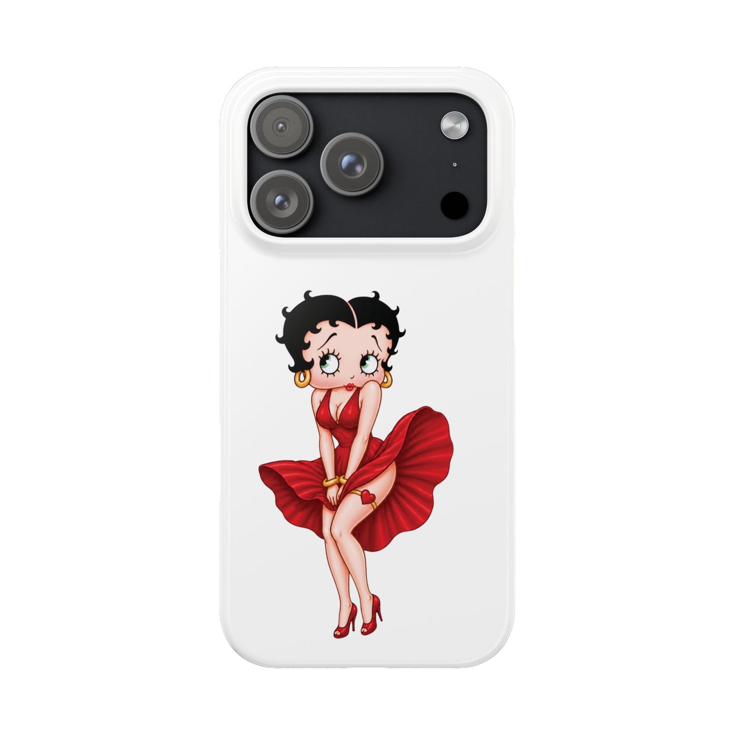 Betty Boop Red Dress Slim iPhone Case — Retro Pin-Up Cartoon Phone Cover