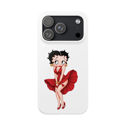 Betty Boop Red Dress Slim iPhone Case — Retro Pin-Up Cartoon Phone Cover