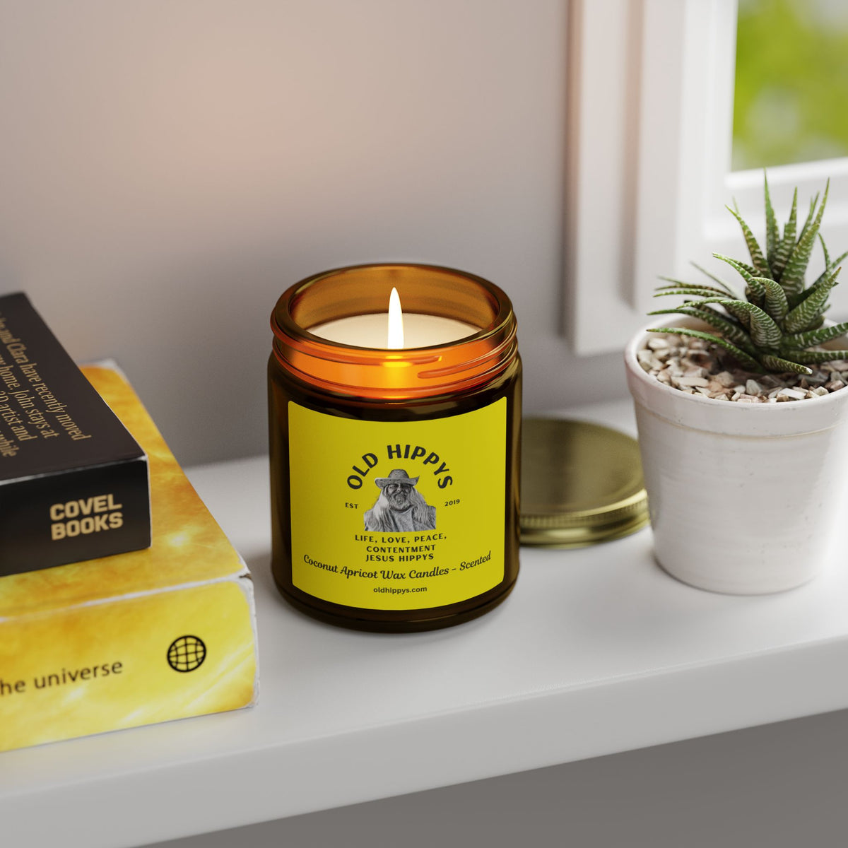 Coconut Apricot Scented Candle (4oz/9oz) by Old Hippys