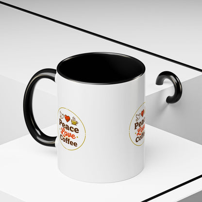 Peace Love Coffee Accent Mug - 11/15oz Ceramic Coffee Cup