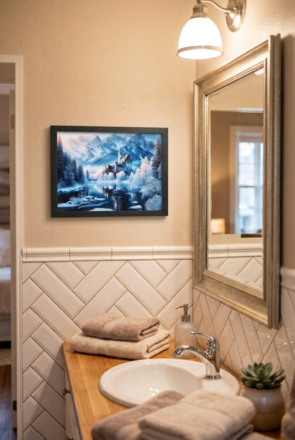 Winter Castle Wood Framed Poster