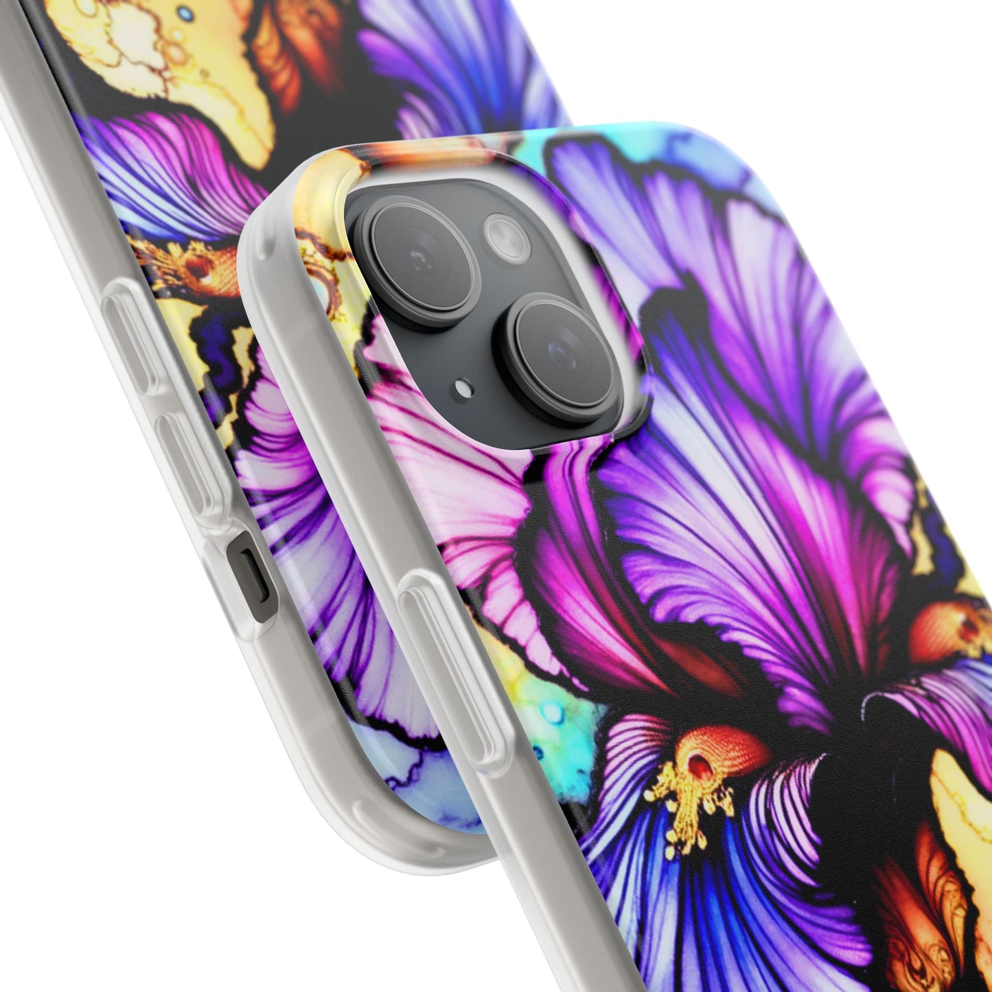 Stained Glass Iris Smartphone Case — Vibrant Purple Watercolor Phone Cover