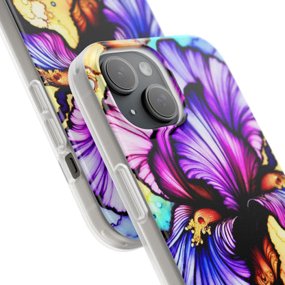 Stained Glass Iris Smartphone Case — Vibrant Purple Watercolor Phone Cover