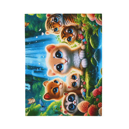 Cute Forest Animals Velveteen Plush Blanket — Waterfall Baby Animal Throw