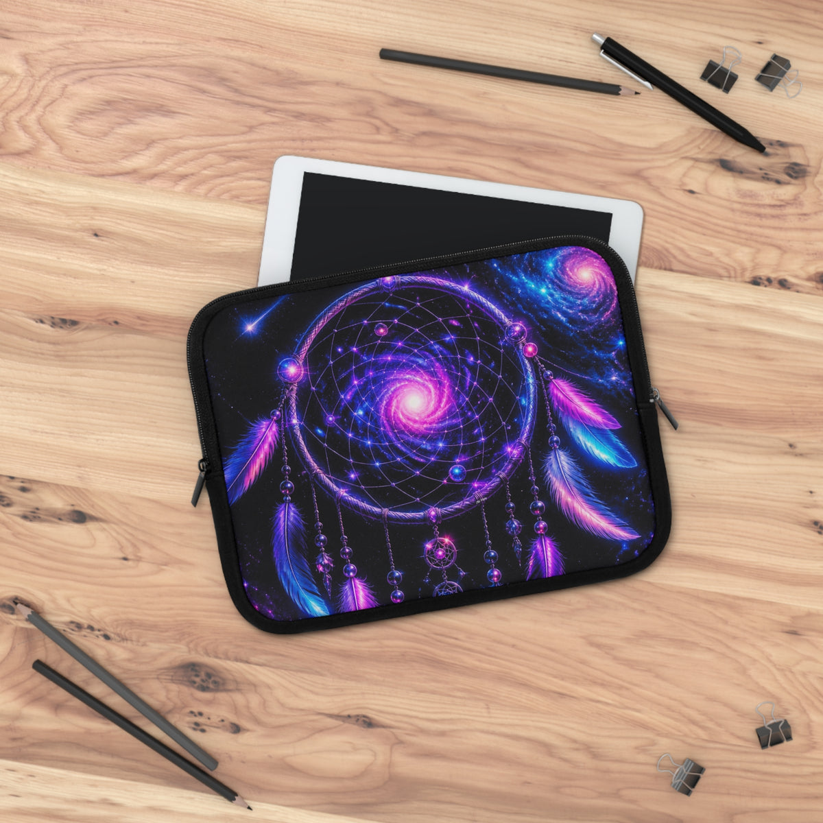 Cosmic Dreamcatcher Laptop Sleeve — Neon Boho Protective Case