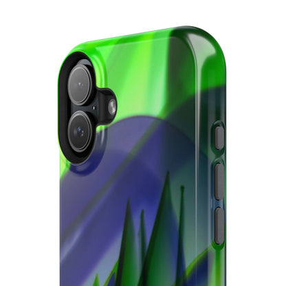 — Green Blue Abstract Wave Design Impact-Resistant Phone Case