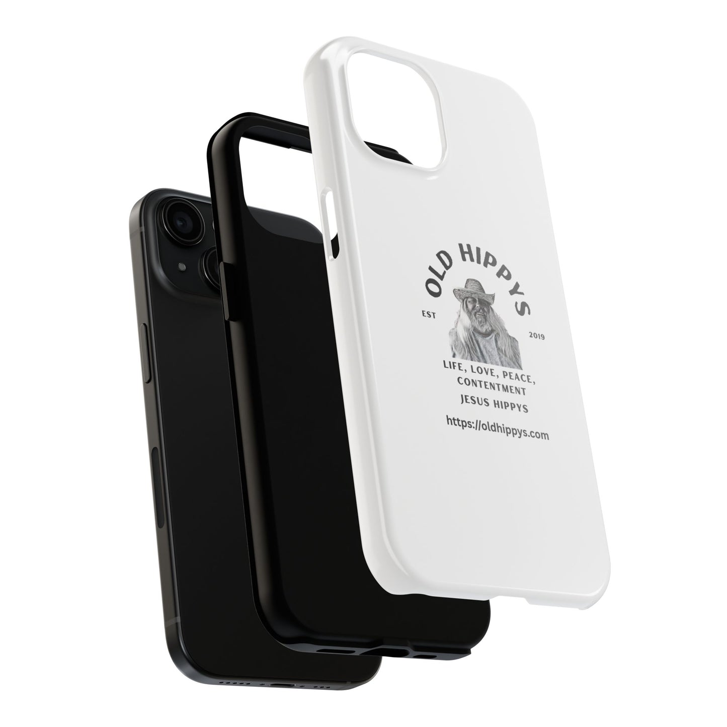 Old Hippys Phone Case — 'Life, Love, Peace, Contentment' Tough Protective Case