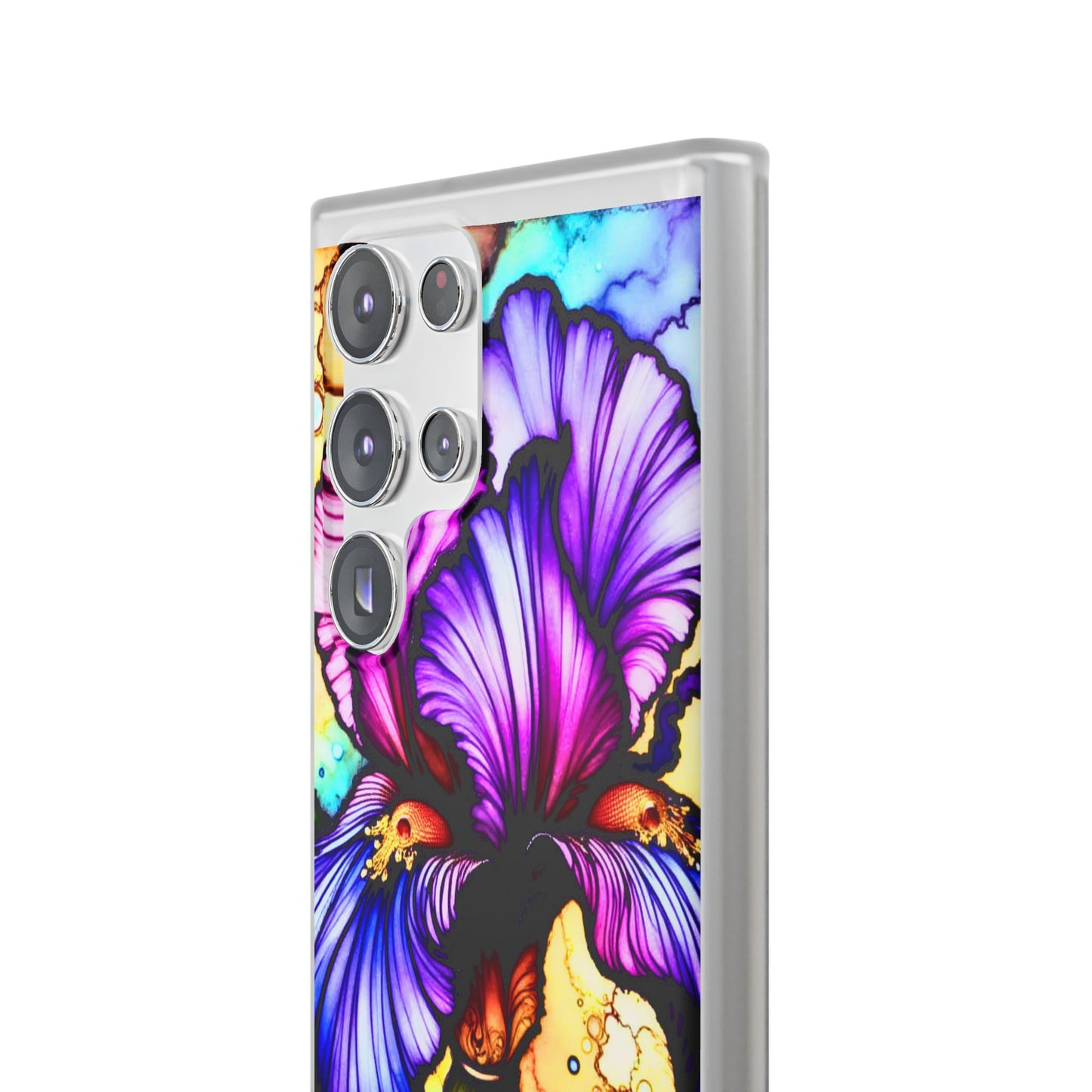 Stained Glass Iris Smartphone Case — Vibrant Purple Watercolor Phone Cover