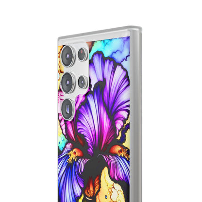 Stained Glass Iris Smartphone Case — Vibrant Purple Watercolor Phone Cover