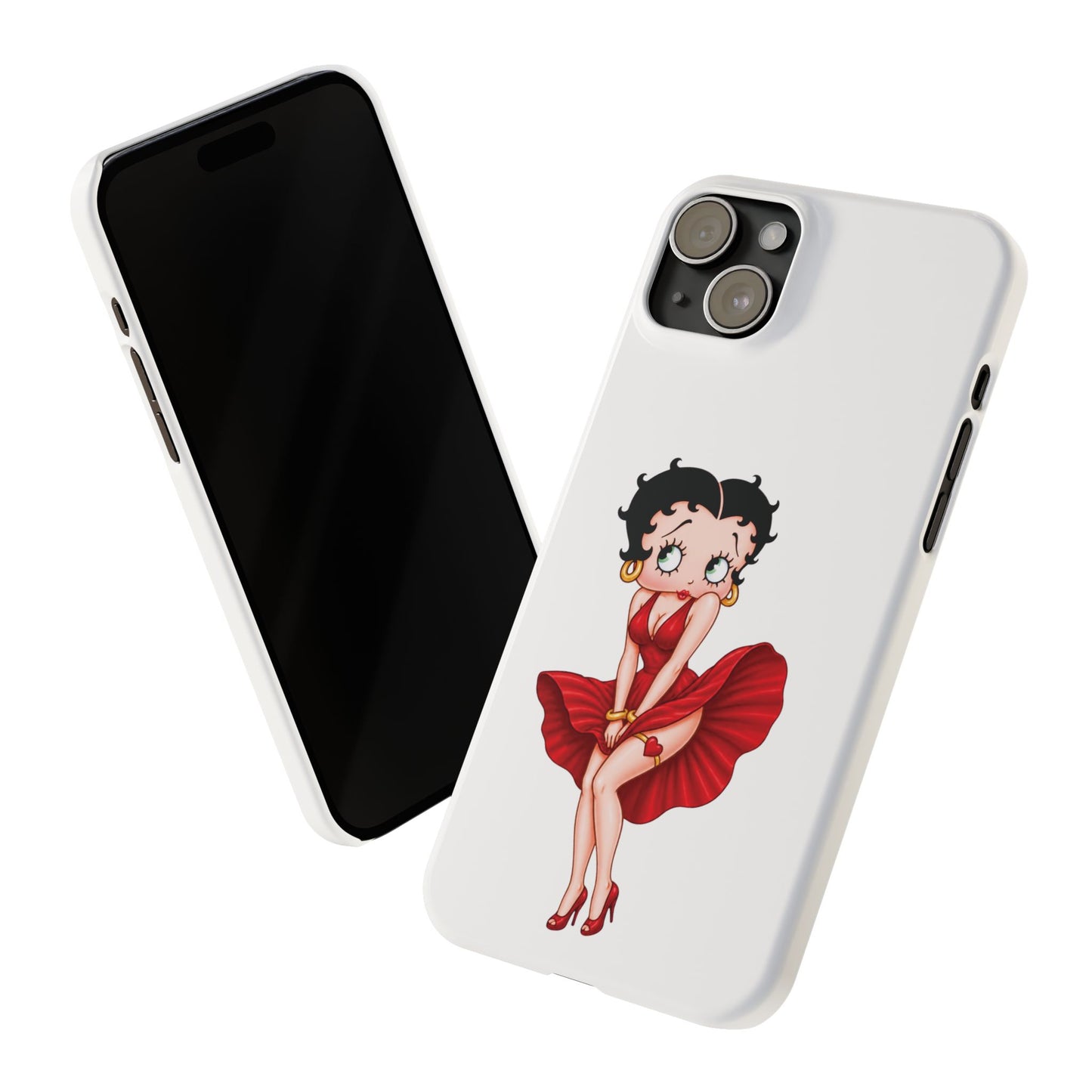 Betty Boop Red Dress Slim iPhone Case — Retro Pin-Up Cartoon Phone Cover