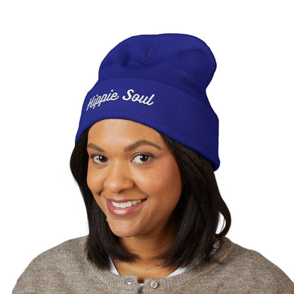 Hippie Soul Embroidered Beanie — Classic Cuffed Knit Hat
