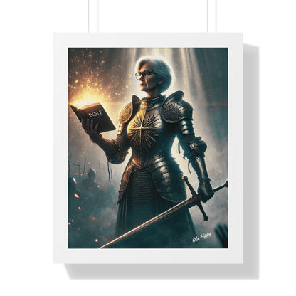 Mature Woman In Spiritual Warfare Wood Framed Poster