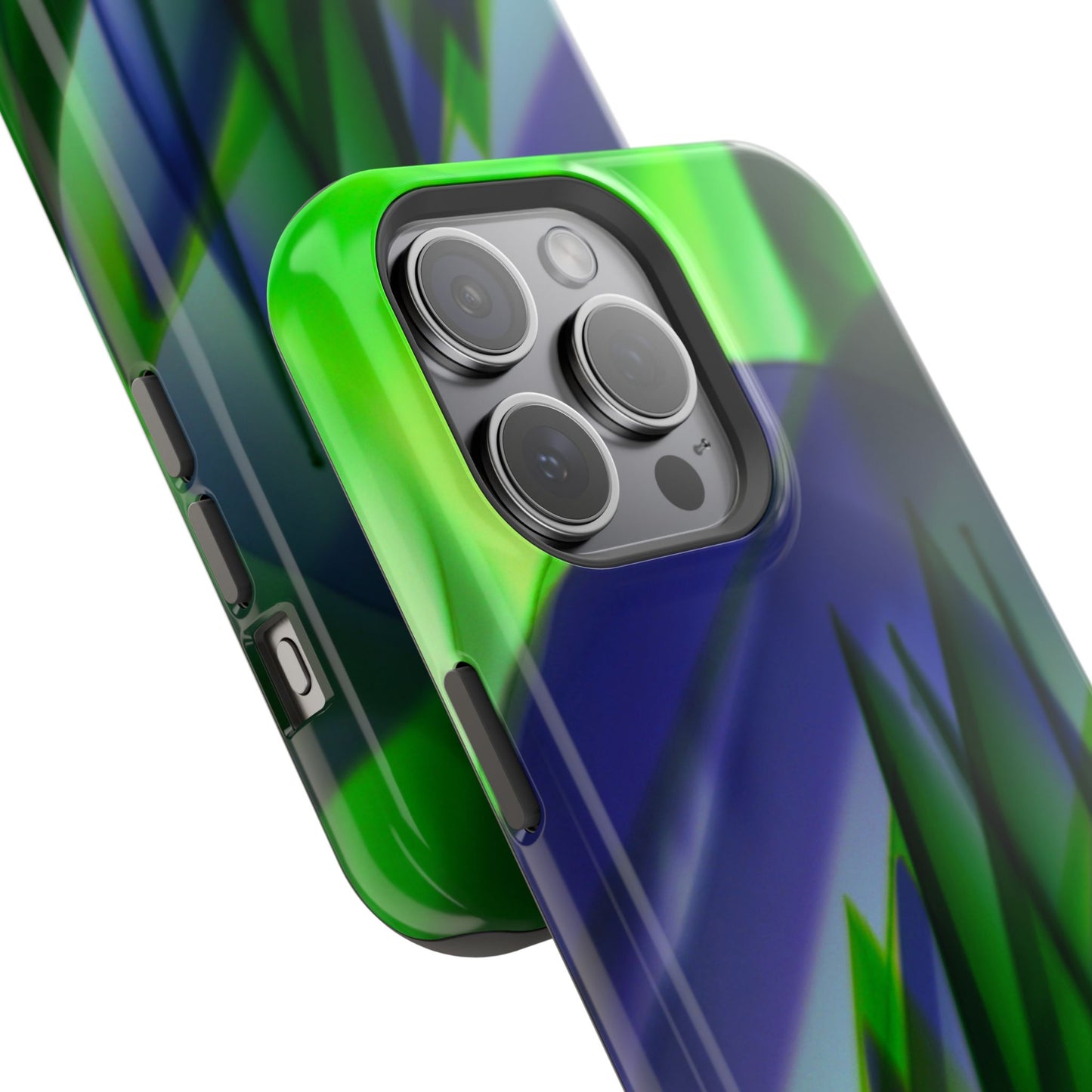— Green Blue Abstract Wave Design Impact-Resistant Phone Case