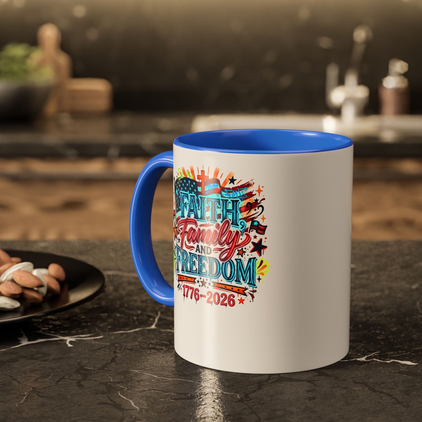 Faith Family Freedom 1776–2026 Patriotic Coffee Mug