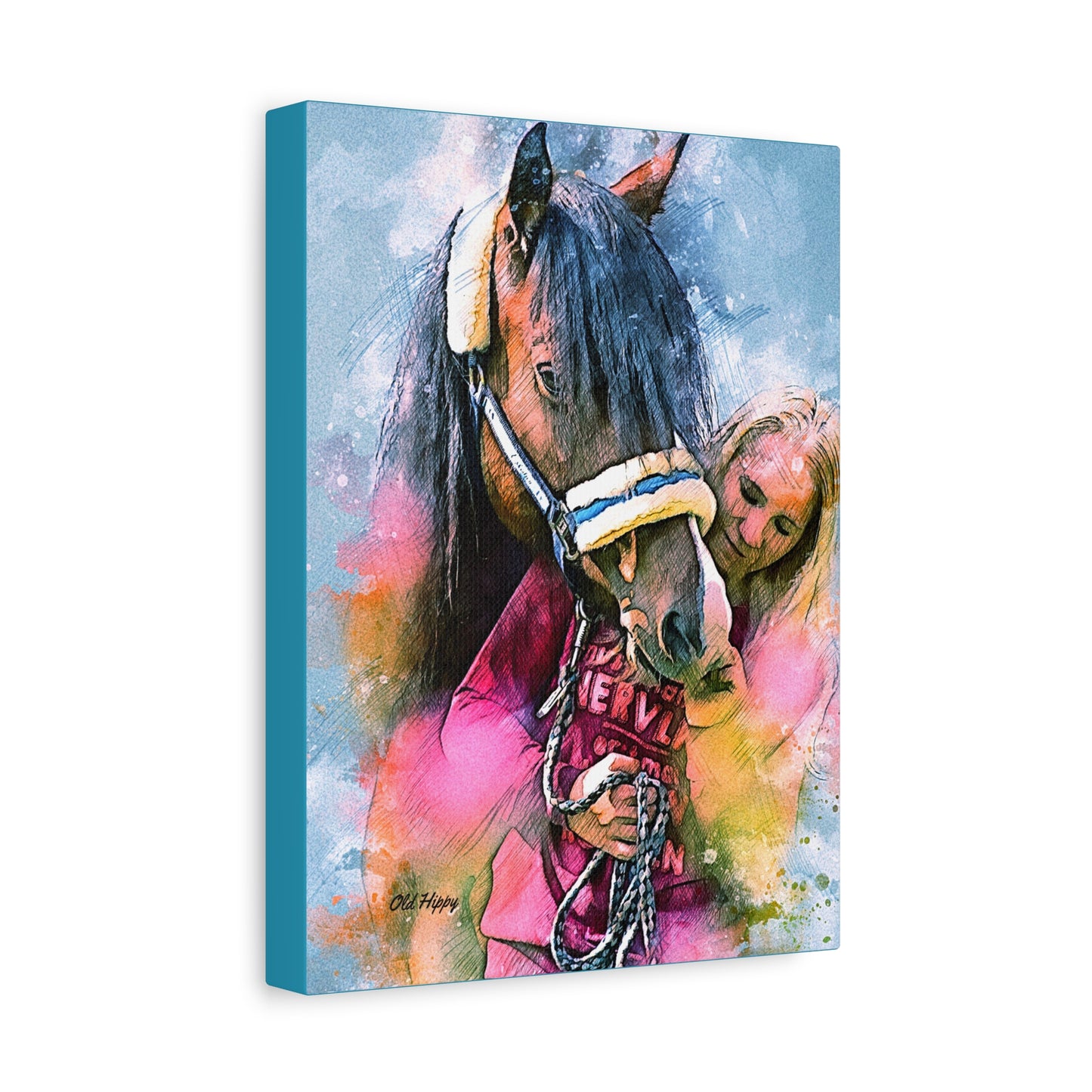 Kindred Spirits” – Girl and Horse Watercolor-Style Canvas