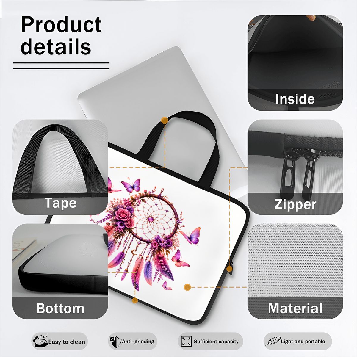 Laptop Bag dream catcher with Handle and shoulder strap