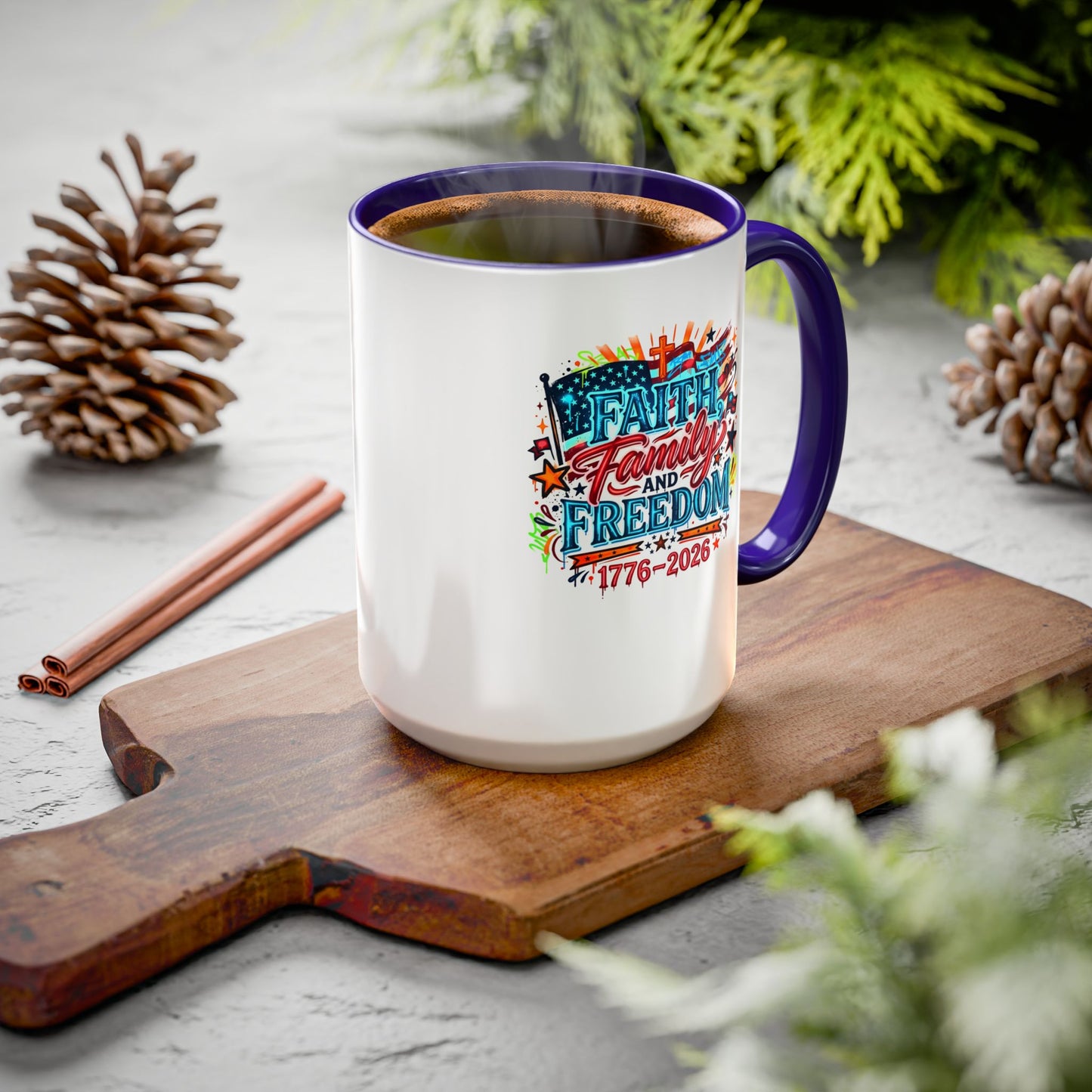 Faith Family Freedom 1776–2026 Patriotic Coffee Mug