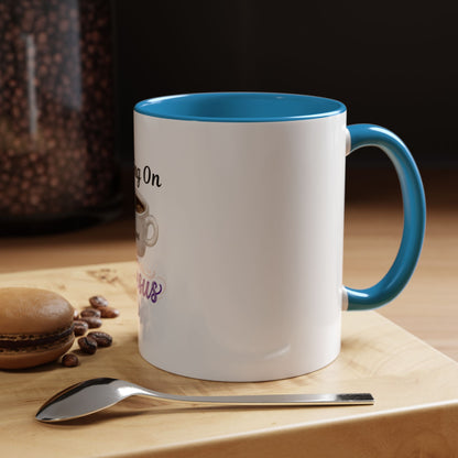 Living On Coffee and Jesus Accent Mug — Christian Coffee Cup (11/15oz)