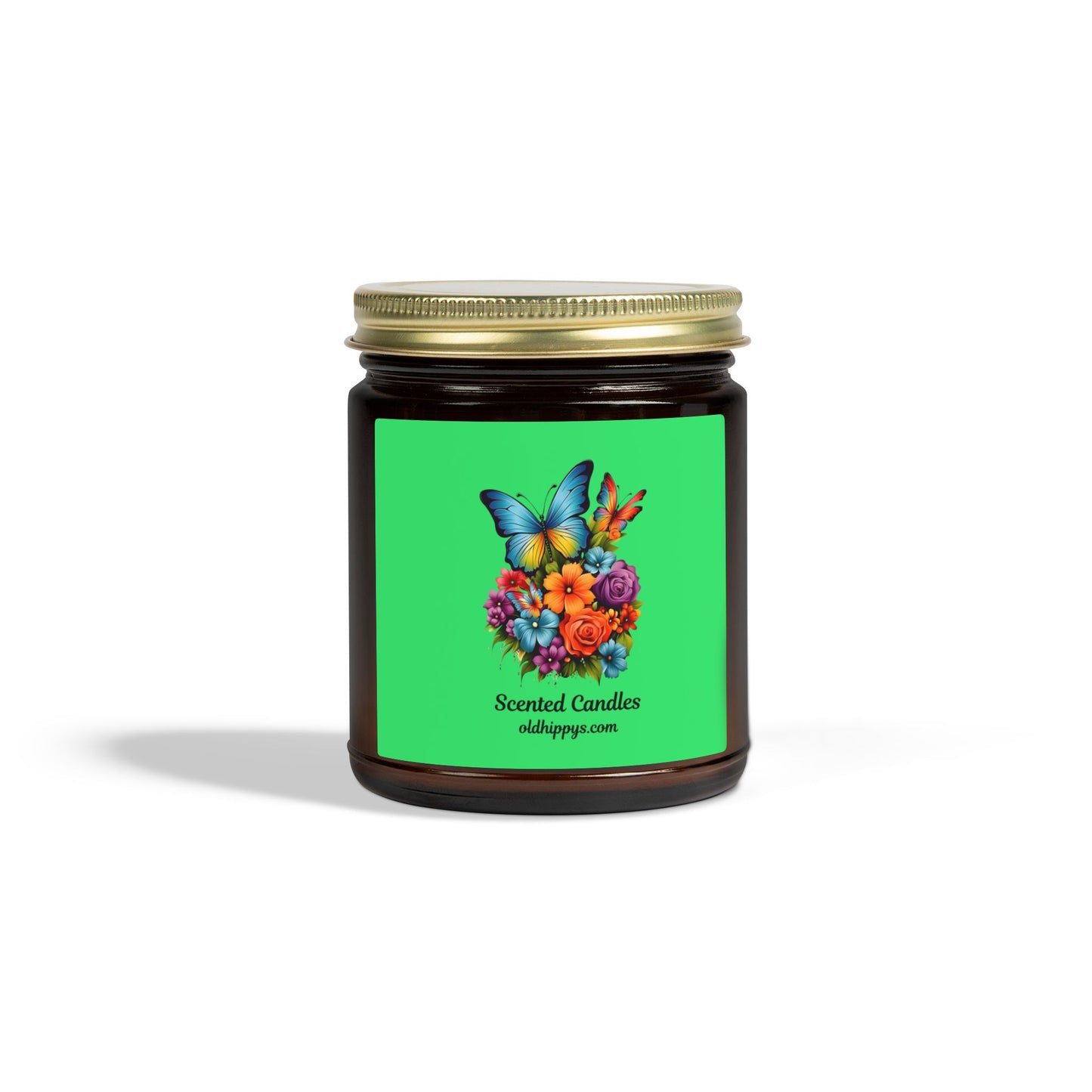 Scented Candle — Coconut Apricot Wax (4oz & 9oz) with Floral Butterfly Label