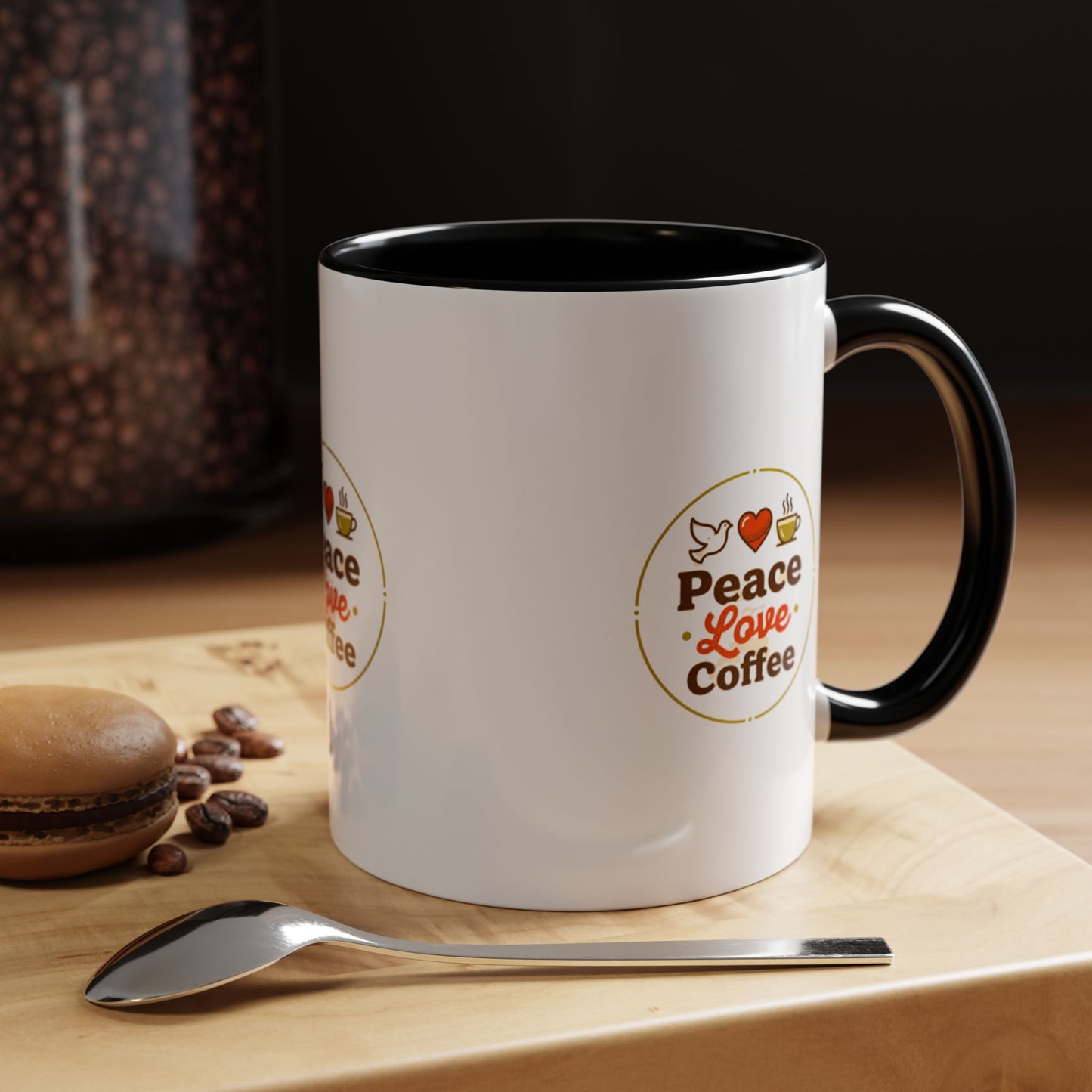 Peace Love Coffee Accent Mug - 11/15oz Ceramic Coffee Cup