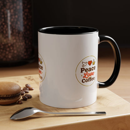 Peace Love Coffee Accent Mug - 11/15oz Ceramic Coffee Cup