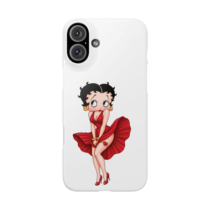Betty Boop Red Dress Slim iPhone Case — Retro Pin-Up Cartoon Phone Cover