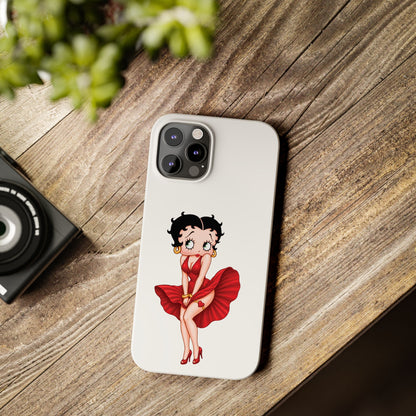 Betty Boop Red Dress Slim iPhone Case — Retro Pin-Up Cartoon Phone Cover