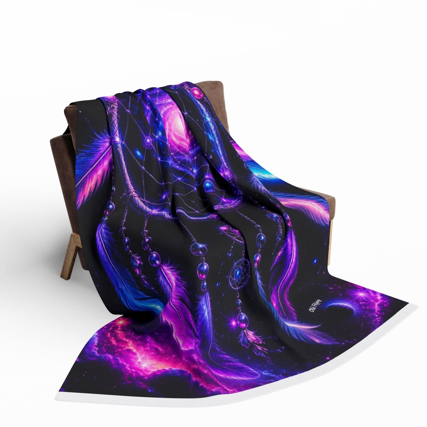 Boho Neon Dreamcatcher Arctic Fleece Blanket — Colorful Spiritual Native-Inspired Throw