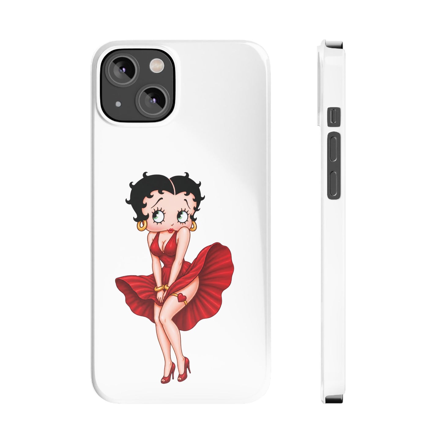 Betty Boop Red Dress Slim iPhone Case — Retro Pin-Up Cartoon Phone Cover