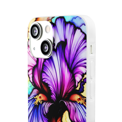 Stained Glass Iris Smartphone Case — Vibrant Purple Watercolor Phone Cover