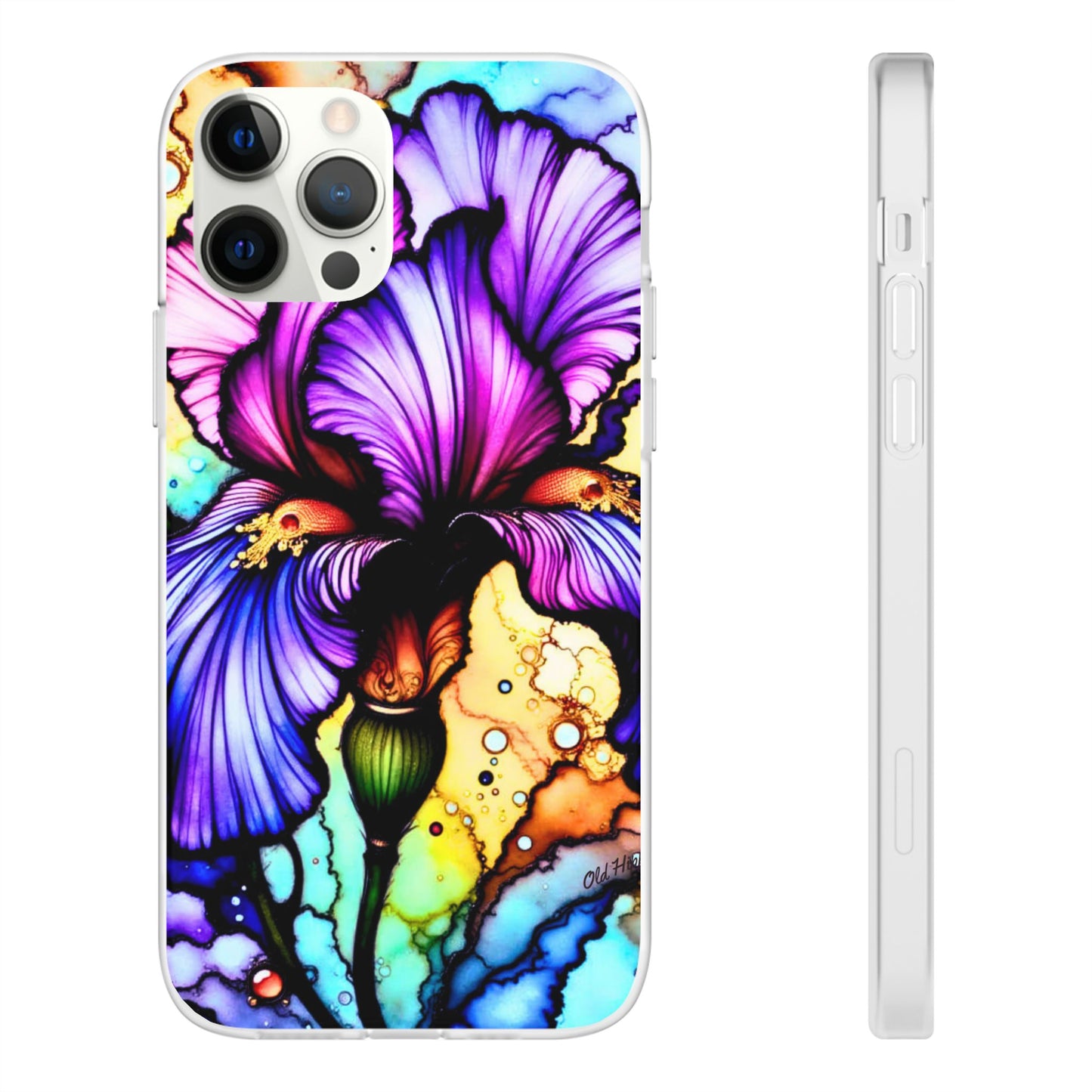 Stained Glass Iris Smartphone Case — Vibrant Purple Watercolor Phone Cover
