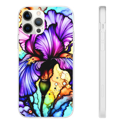 Stained Glass Iris Smartphone Case — Vibrant Purple Watercolor Phone Cover