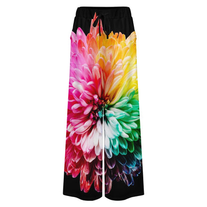 Rainbow Bloom Wide-Leg Pants — Bold Floral ComfortWomen's wide-leg pants