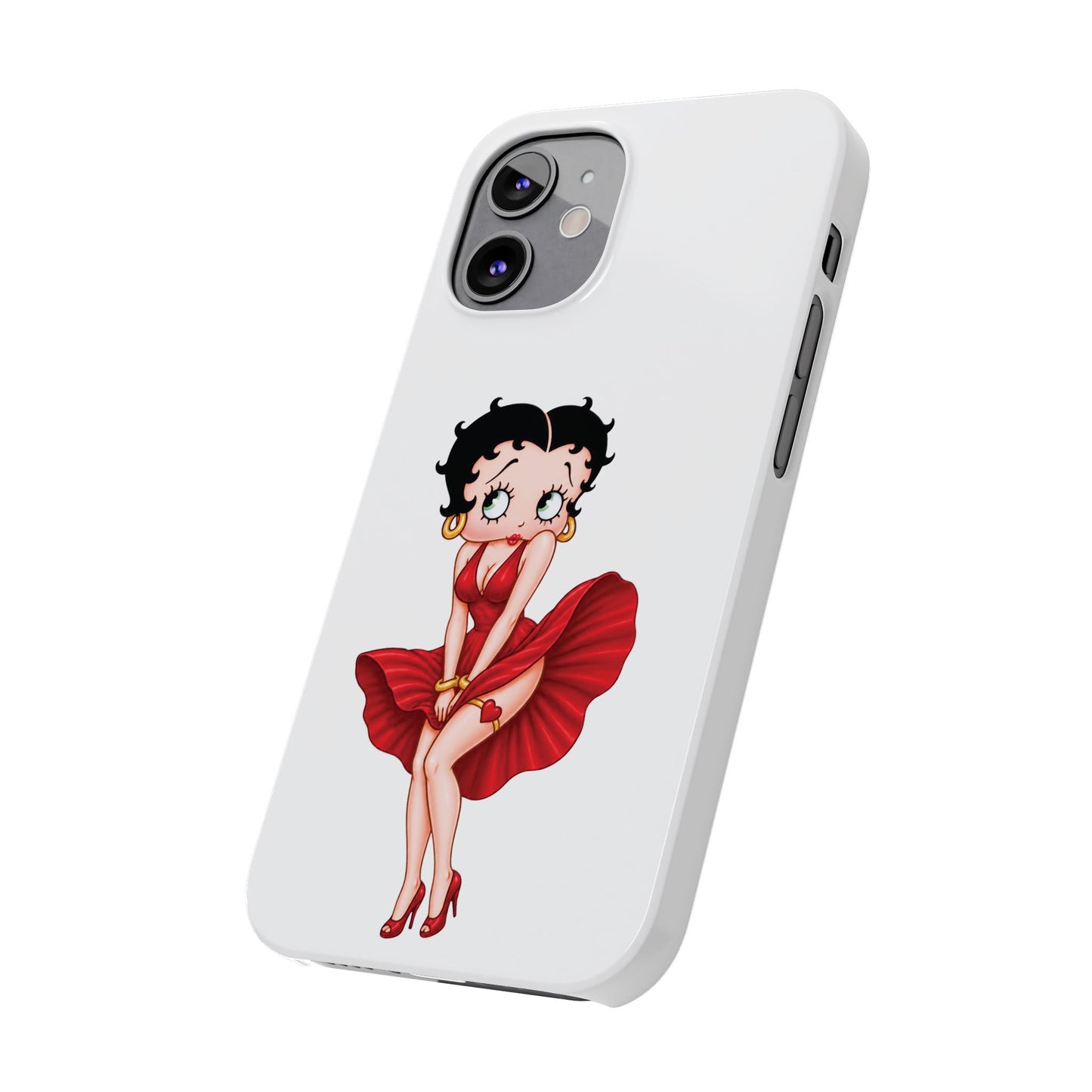 Betty Boop Red Dress Slim iPhone Case — Retro Pin-Up Cartoon Phone Cover