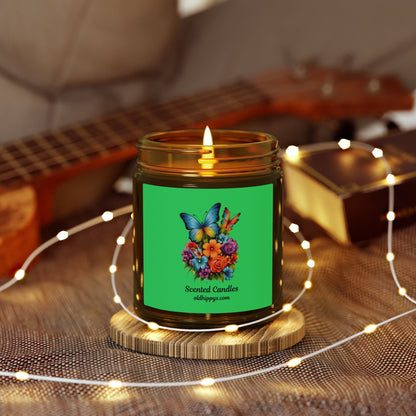 Scented Candle — Coconut Apricot Wax (4oz & 9oz) with Floral Butterfly Label