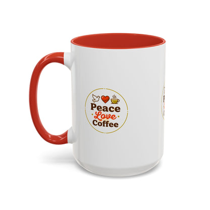Peace Love Coffee Accent Mug - 11/15oz Ceramic Coffee Cup