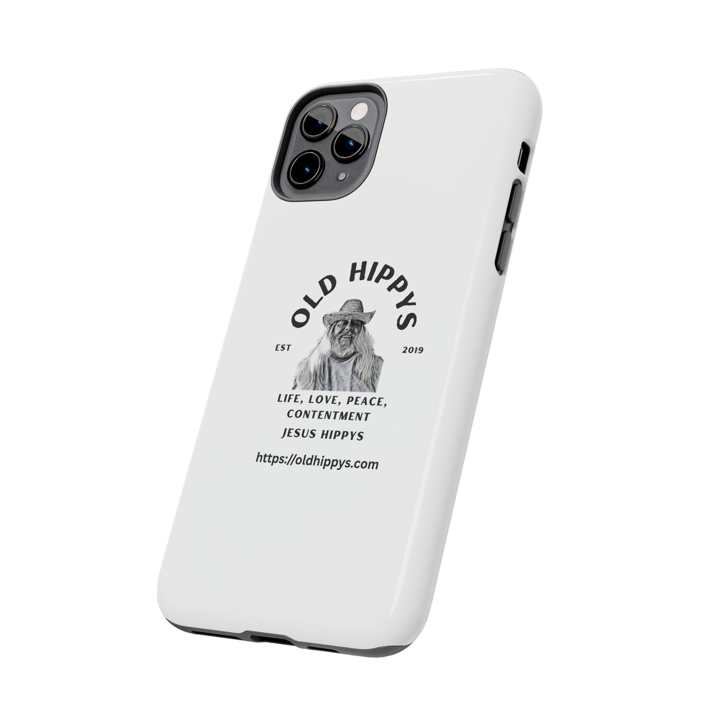 Old Hippys Phone Case — 'Life, Love, Peace, Contentment' Tough Protective Case